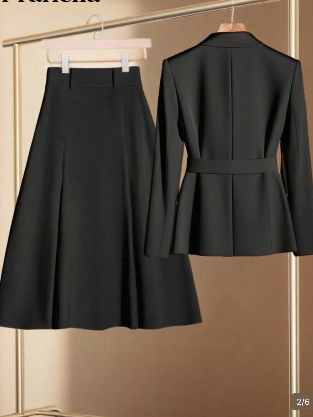 SHEIN Franclia Black Autumn Elegant Office Women's 2 Pieces Set - Picture 2 of 16